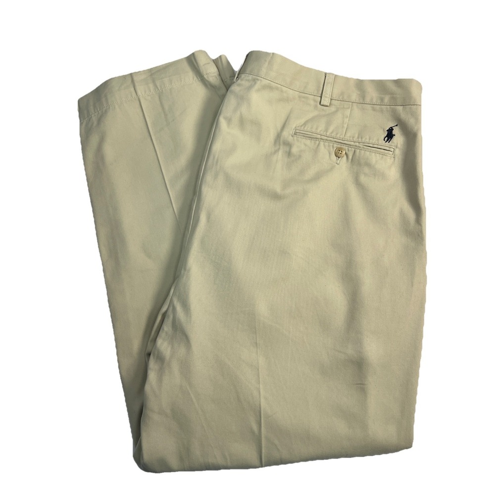 Polo Ralph Lauren Ethan Pants Mens 46Bx32(31) Beige‎ Cotton Pleated Trousers